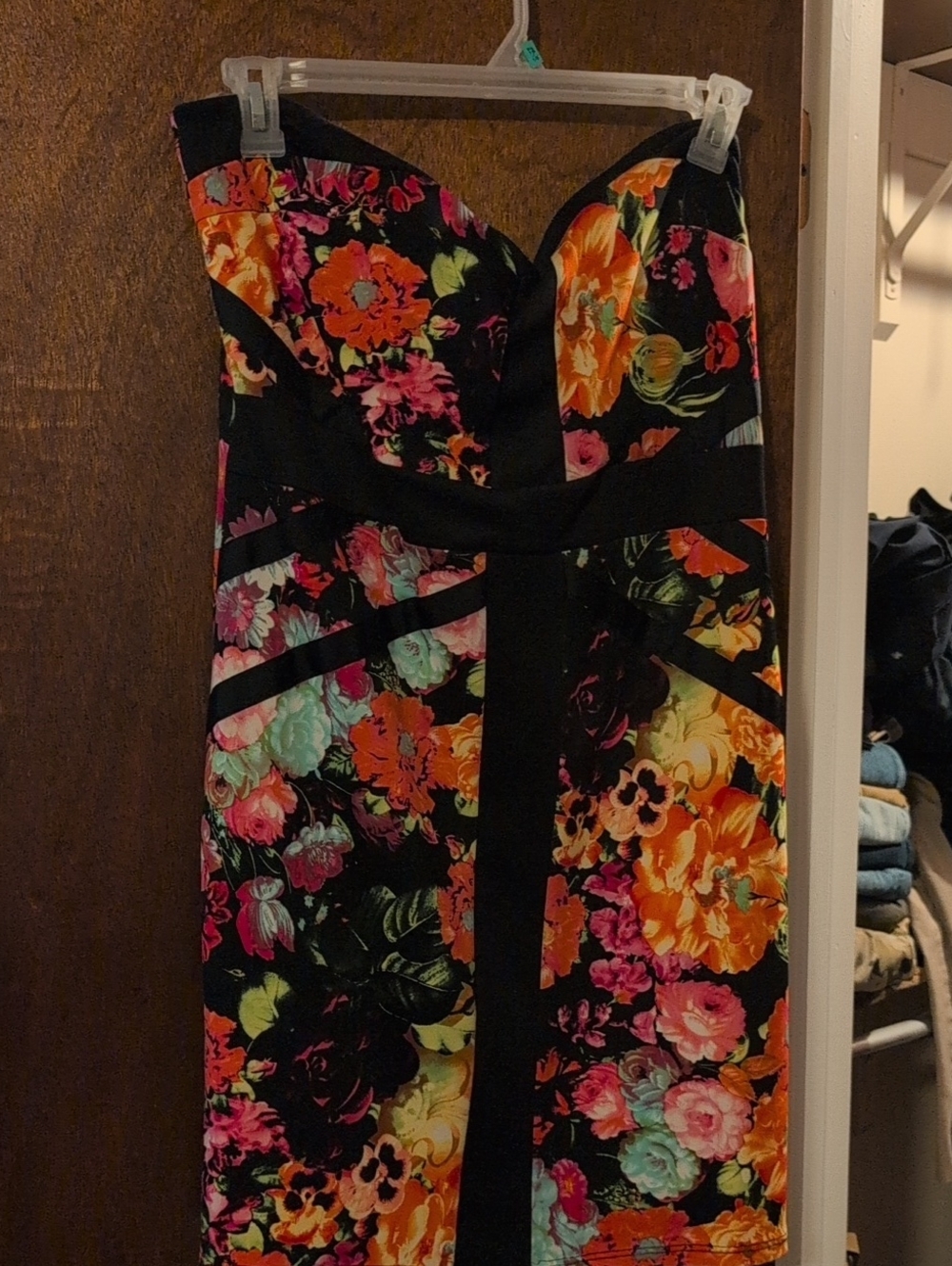Fashion to Figure Black Strapless Floral Sheath Dress